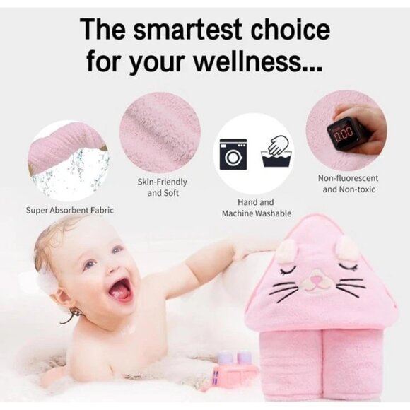 Ultra-Soft Microfiber Hooded Baby Towel & Robe - Unisex - Newborn to 3 Years - Picture 7 of 7